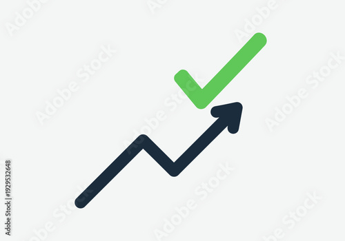 Upward trending graph with a green checkmark indicating success.