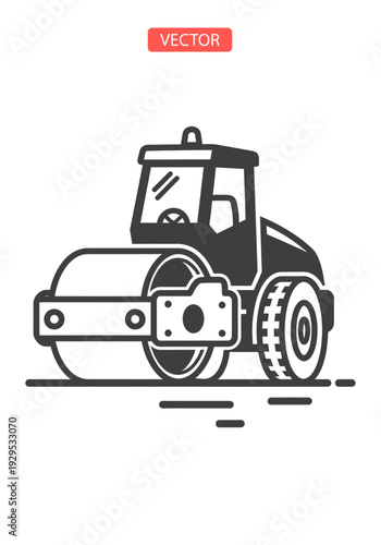 Vector Illustration of a Road Roller Machine.