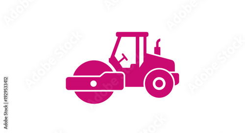 Vibrant Pink Steamroller Icon for Construction and Roadwork.