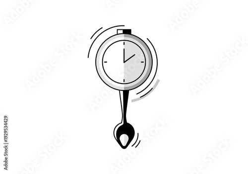 Vintage Stopwatch with Spoon Handle Illustration.
