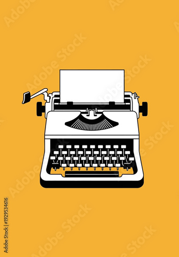 Vintage Typewriter with Blank Paper Ready for Writing.