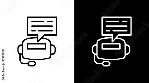 Chatbot Icon Sheet Black And White