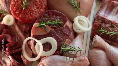 Different types of raw meat