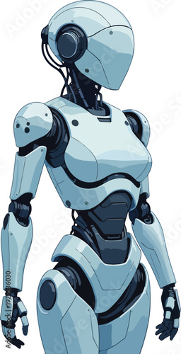 robot umanoide uomo donna  in piedi mezza figura o figura intera  vettoriale 