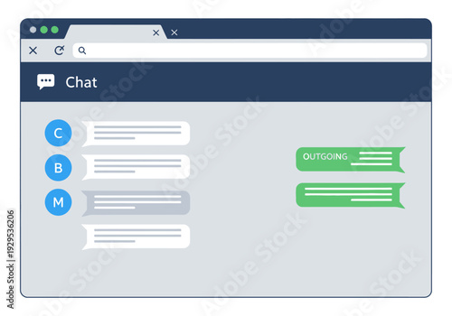 Web Browser Chat Interface with Message Bubbles.