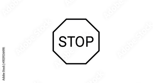 stop sign icon in hand drawn outline style simple traffic symbol