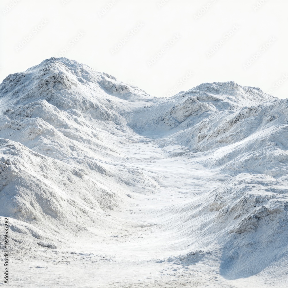 Obraz premium Snow-covered mountain range with a path winding through, set against a bright sky