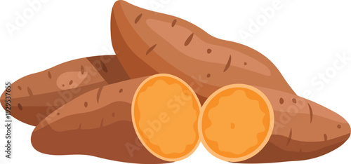 Scalable Vector Illustration of Fresh Natural Potatoes Pile Ready for Harvest Farm Produce Graphic