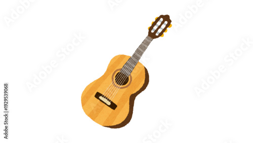 Classic Acoustic Wooden Guitar 3D Illustration