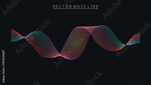 Vibrant wave line animation in dark background for modern design 