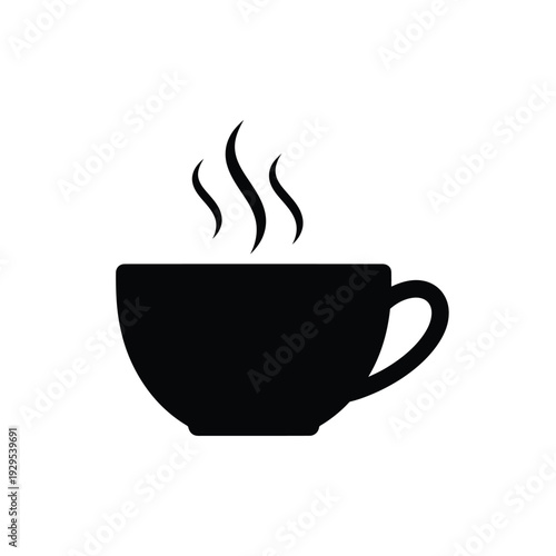 Steaming cup of hot beverage illustration on white background