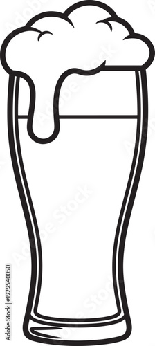 Glass of beer with foam on top