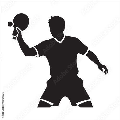 the silhouette of a table tennis player