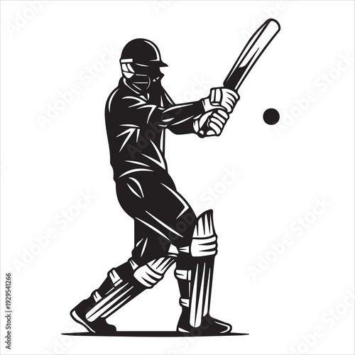 baseball player hitting ball silhouette vector