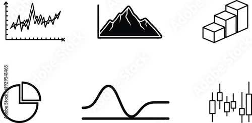 Collection of business and statistics graph icons for infographics and presentations