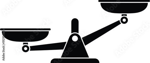 Black Silhouette Of A Balance Scale With Uneven Pans weighing justice