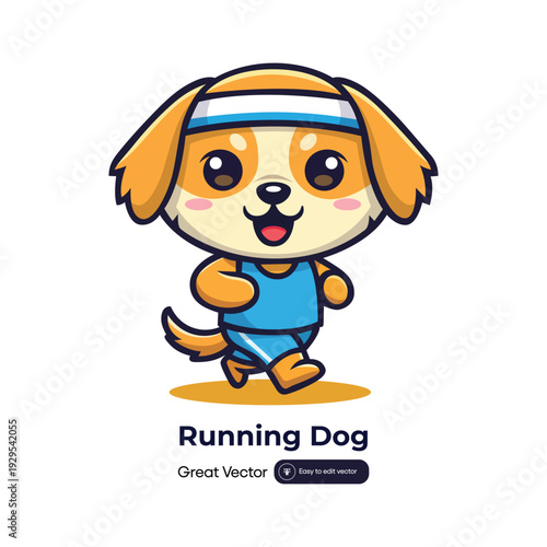 Cute Cartoon Running Dog Character Sport Outfit Mascot Illustration