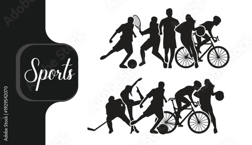 Diverse athletes engaging in various sports activities illustration
