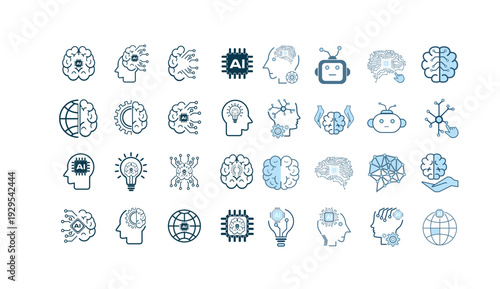 Artificial intelligence concepts and technology icons for business and innovation