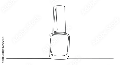 Minimalist single line drawing of a nail polish bottle.