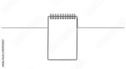 Minimalist Continuous Line Art of a Small Spiral Notepad or Memo Pad