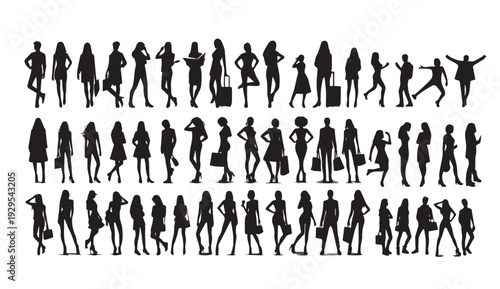 Diverse group of people in various poses and outfits for commercial use