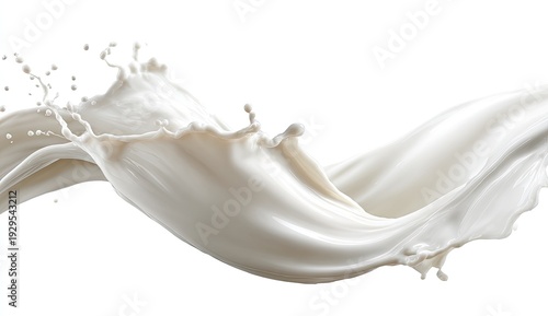 Dynamic, flowing image showing a cascade of white liquid against a clean, white background