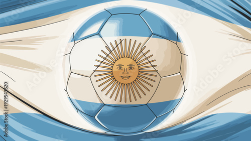 Argentina Flag Soccer Ball With Sun Emblem representation