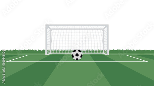 Soccer Ball in Front of Goal on Field football soccer goal