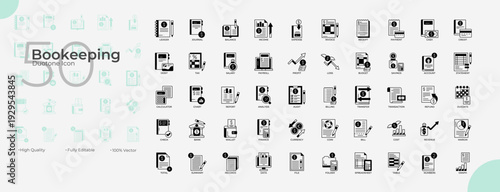 Bookeeping Duotone Editable Icons set