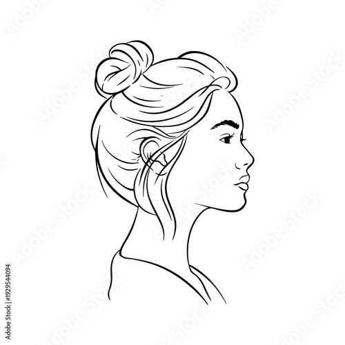 Minimalist line art vector illustrations of diverse women profiles with various hairstyles. Elegant female silhouettes for International Woman Day, beauty, empowerment, and hair care branding