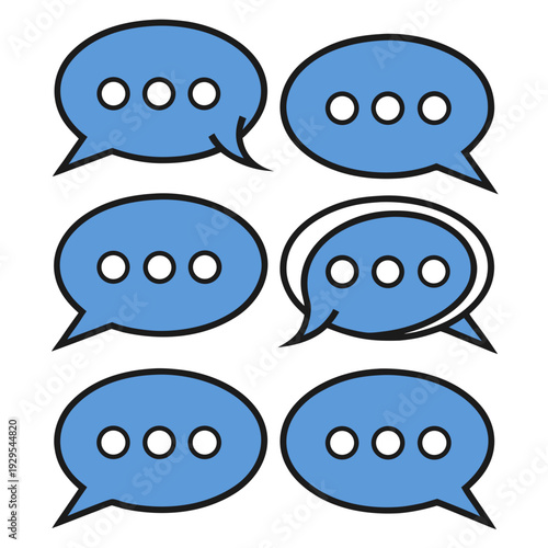 A group of blue speech bubbles with three dots Vector