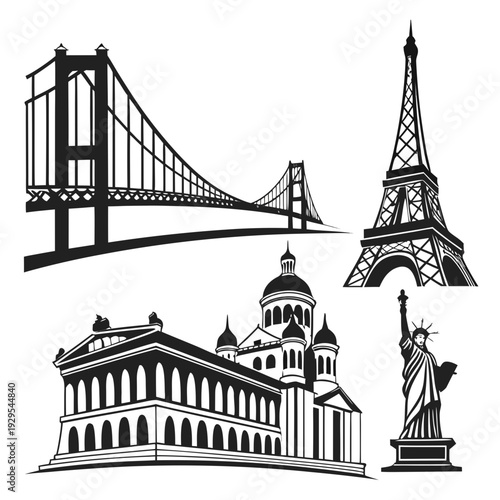 Iconic landmarks from around the world Vector