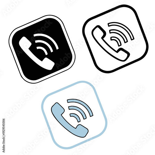 Wallpaper Mural Three icons representing phone signals in different colors and styles. Vector Torontodigital.ca