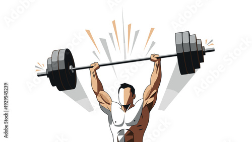 muscular man lifting heavy barbell weight vector illustration strong fitness concept