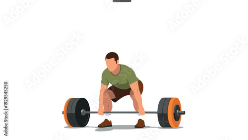 man lifting heavy barbell weight in fitness workout exercise flat illustration