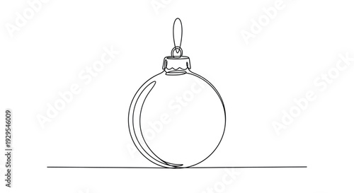 Christmas Bauble Continuous Line Drawing, Festive Decoration