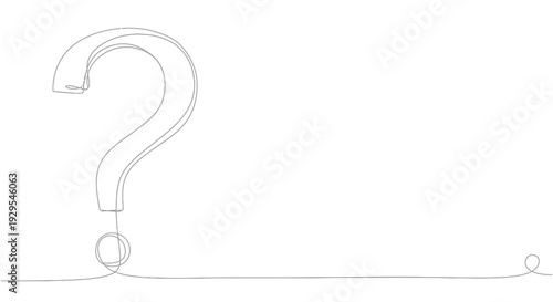 Single line drawing of a question mark with a tail