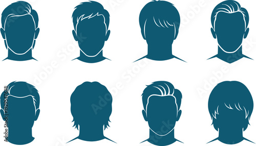 Variations of human head silhouettes with different hairstyles