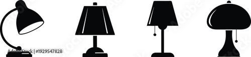 Four different types of table lamps