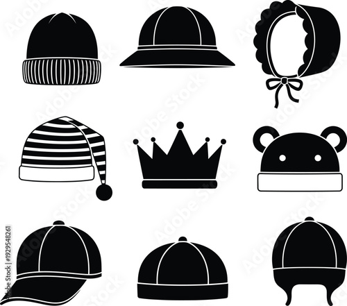 Collection of various hats and headwear