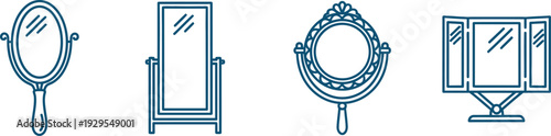 Four different types of mirrors on stands