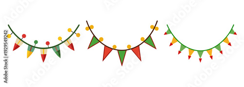 Colorful triangle bunting garland with lights festive celebration party decor