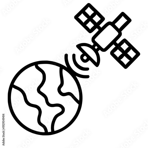 Satellite orbiting Earth with signal transmission
