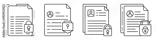 Depiction of document security and data protection with various padlock implementations