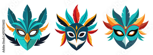 Vibrant feathered masks collection for festive celebrations
