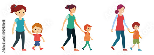 Mom and child walking together enjoying outdoor family time