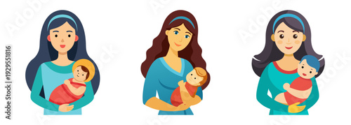 Loving mother cradles newborn baby with gentle embrace portrait