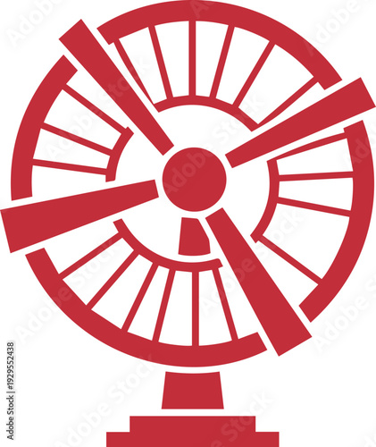 Modern red broken fan on white background