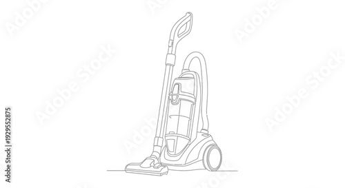 Line drawing of a modern upright vacuum cleaner shown in a simple sketch style